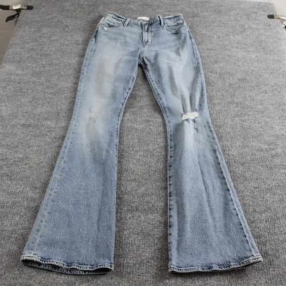 Frame Jeans Womens 29 Le High Flare Crystal Shores Rips Distressed Blue Boho - Picture 3 of 15